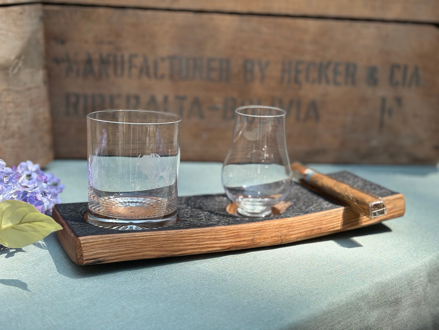 Cigar Rest with Rock Glass and Glencairn Glass