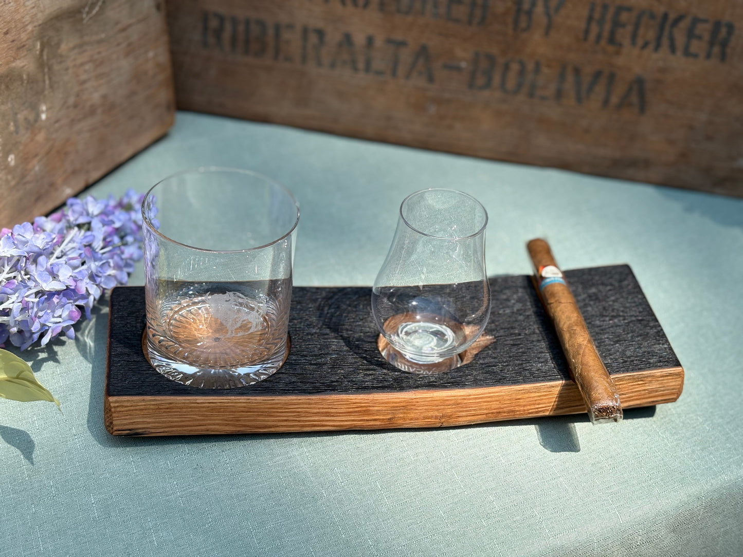 Cigar Rest with Rock Glass and Glencairn Glass