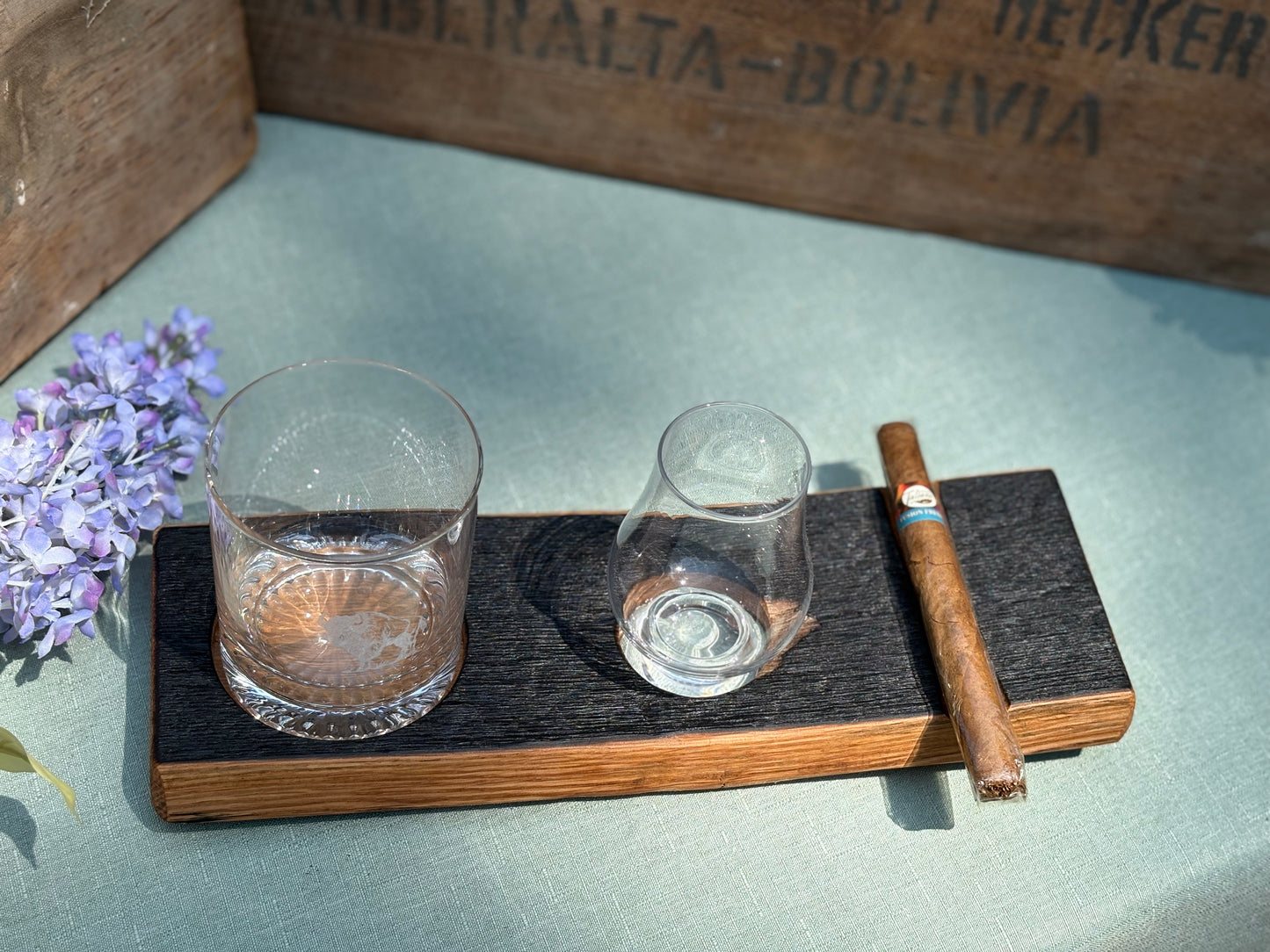 Cigar Rest with Rock Glass and Glencairn Glass