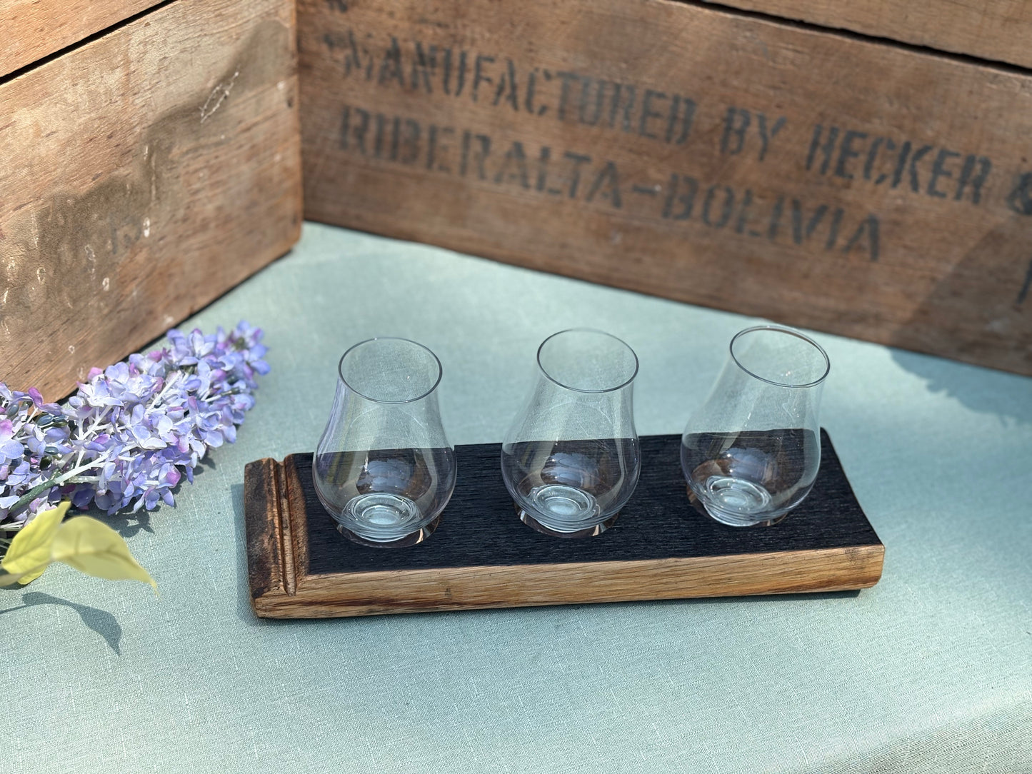 Bourbon Barrel Stave Glencairn Glass Flight – Handcrafted from Authentic Kentucky Oak
