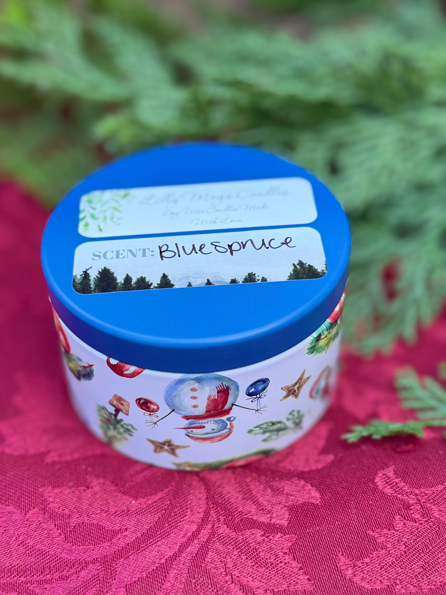 Blue Spruce Christmas Tin Candle