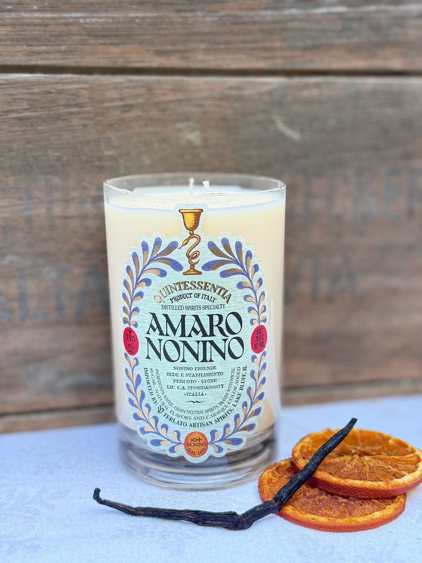 Orange Vanilla Amaro Nonino Bottle Candle