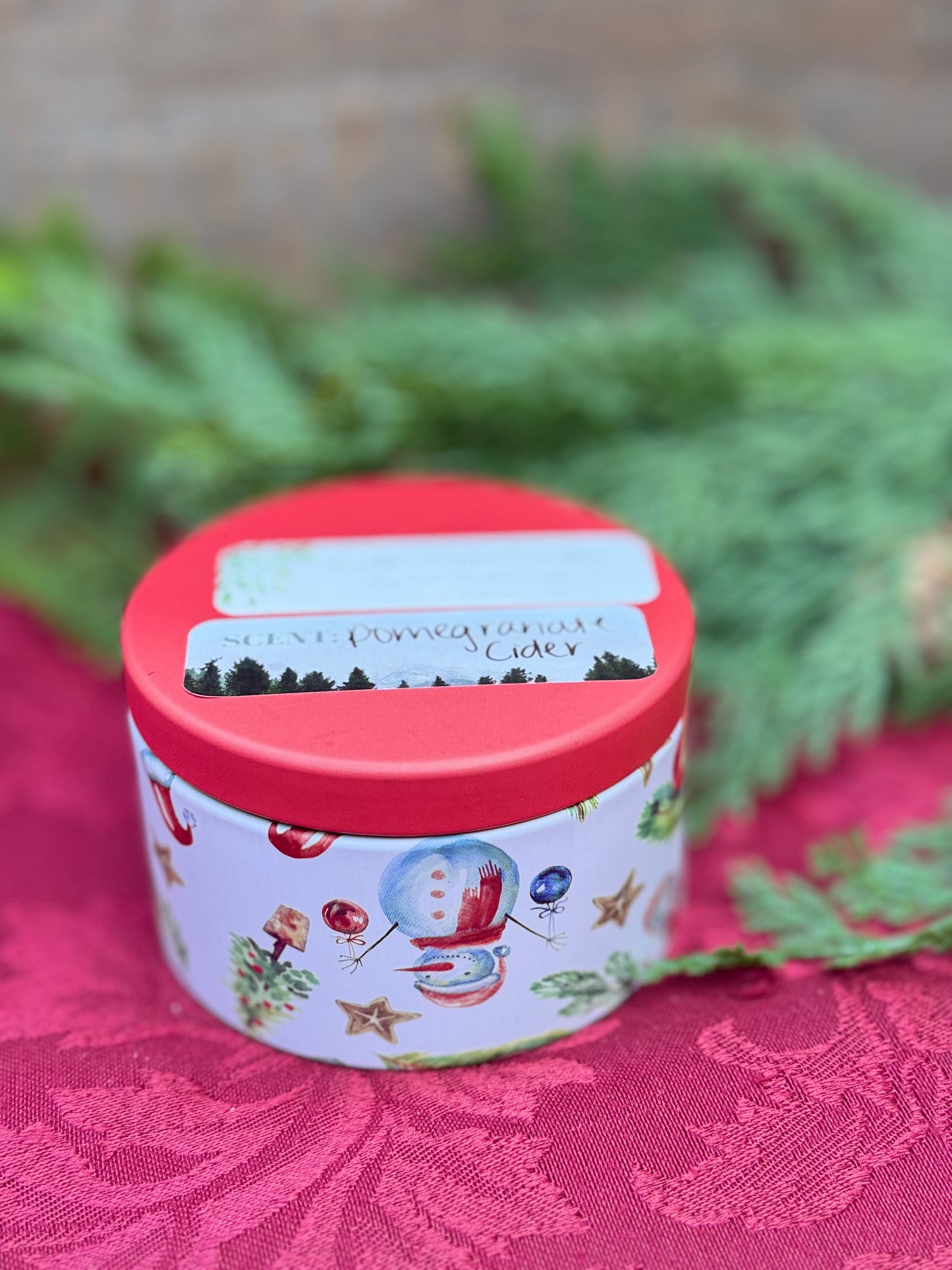 Pomegranate Cider Christmas Tin Candle