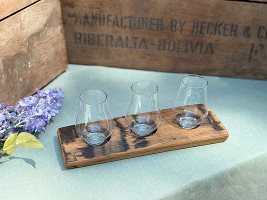 Bourbon Barrel Stave Glencairn Glass Flight – Handcrafted from Authentic Kentucky Oak