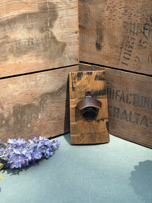 Handcrafted Bourbon Barrel Stave Bottle Opener – Made from Authentic Kentucky Oak